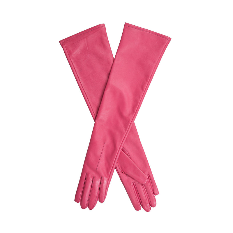 Dents Womens Long Above-Elbow Lined Leather Gloves in Sorbet - L