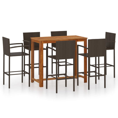 7 Piece Garden Bar Set Brown Payday Deals