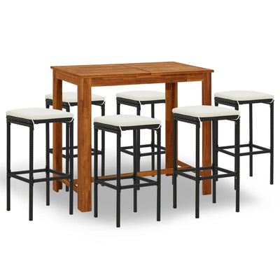 7 Piece Garden Bar Set with Cushions Black Payday Deals