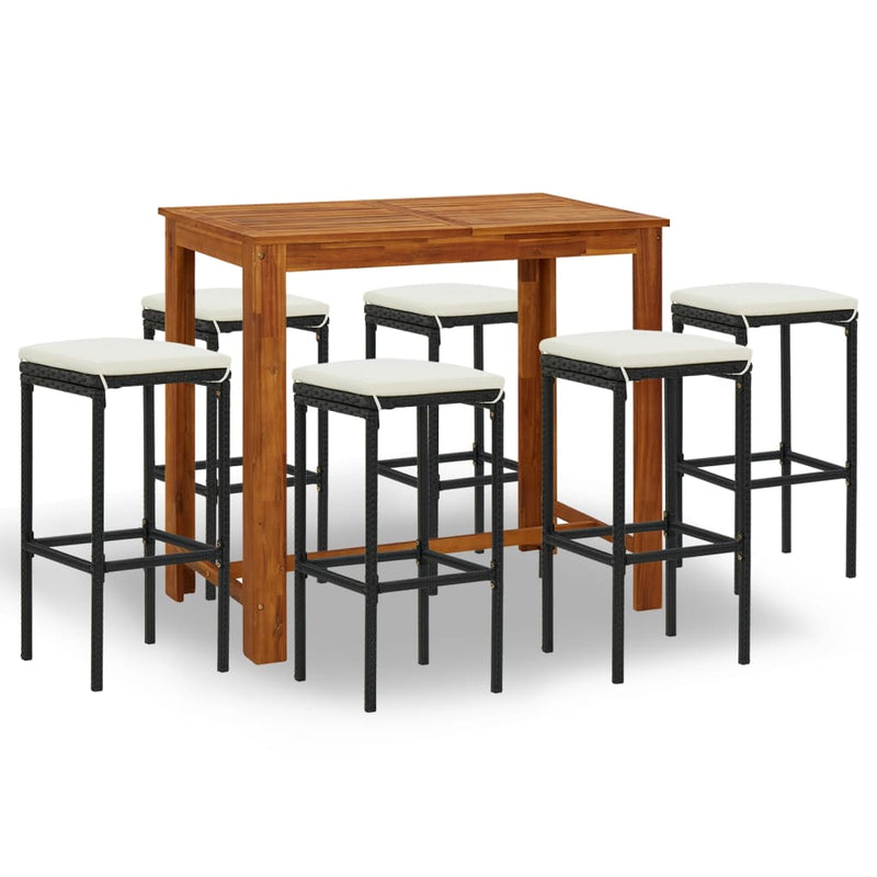 7 Piece Garden Bar Set with Cushions Black Payday Deals