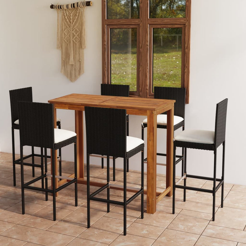 7 Piece Garden Bar Set with Cushions Black Payday Deals