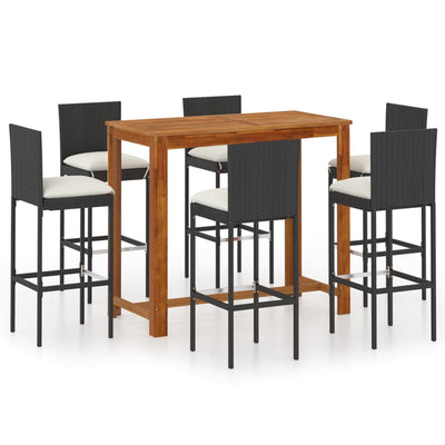 7 Piece Garden Bar Set with Cushions Black Payday Deals