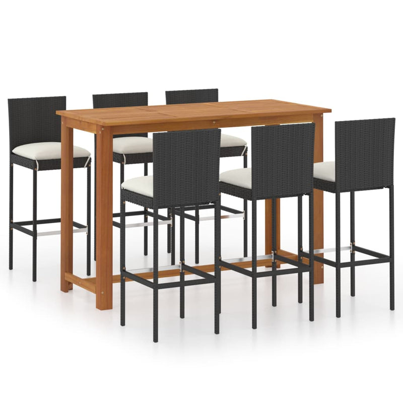 7 Piece Garden Bar Set with Cushions Black Payday Deals