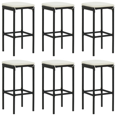 7 Piece Garden Bar Set with Cushions Black Poly Rattan Payday Deals