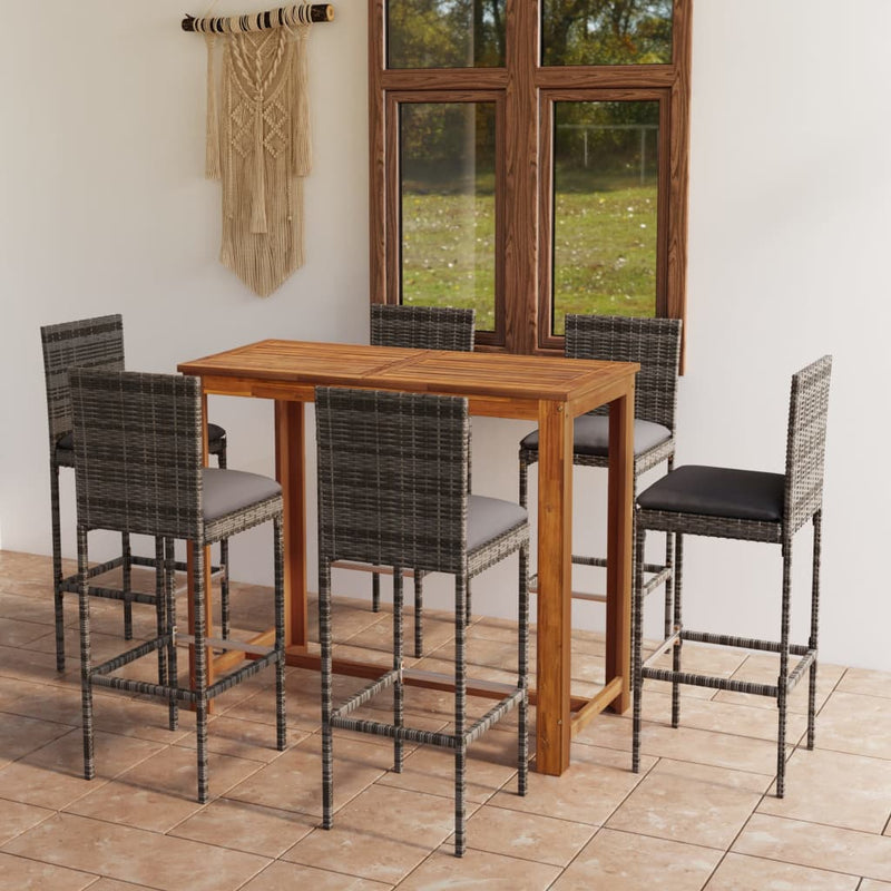 7 Piece Garden Bar Set with Cushions Grey Payday Deals