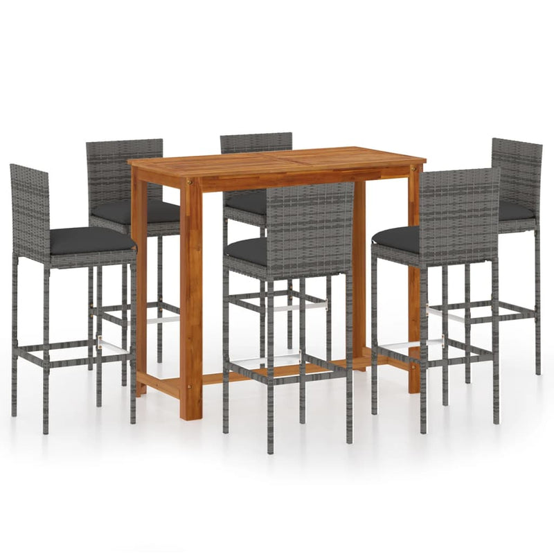 7 Piece Garden Bar Set with Cushions Grey Payday Deals