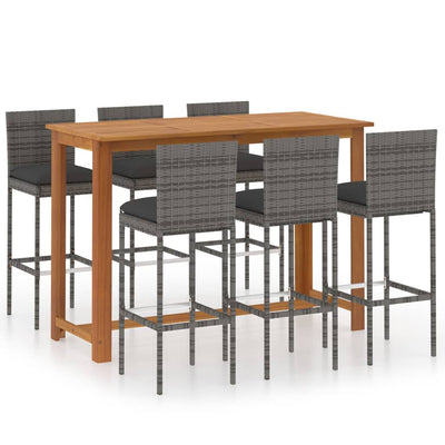 7 Piece Garden Bar Set with Cushions Grey Payday Deals