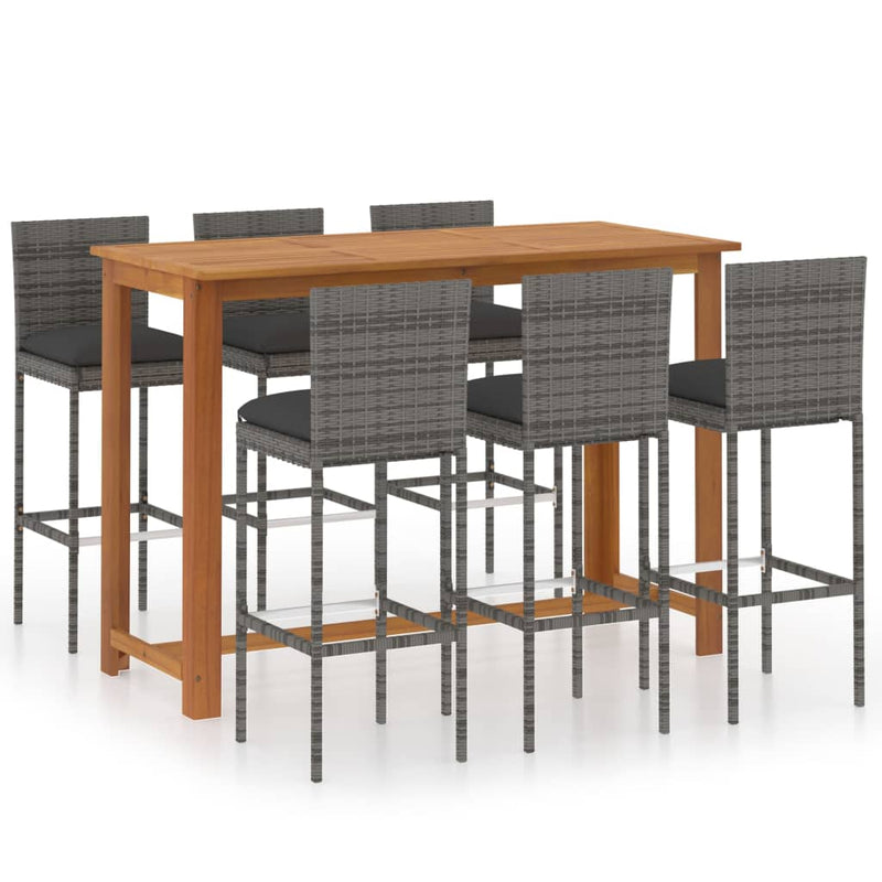 7 Piece Garden Bar Set with Cushions Grey Payday Deals