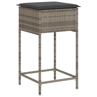 7 Piece Garden Bar Set with Cushions Grey Poly Rattan Payday Deals