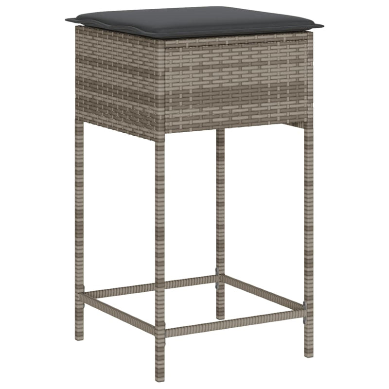 7 Piece Garden Bar Set with Cushions Grey Poly Rattan Payday Deals