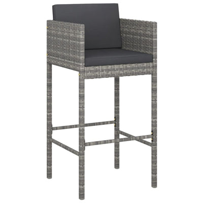 7 Piece Garden Bar Set with Cushions Grey Poly Rattan Payday Deals