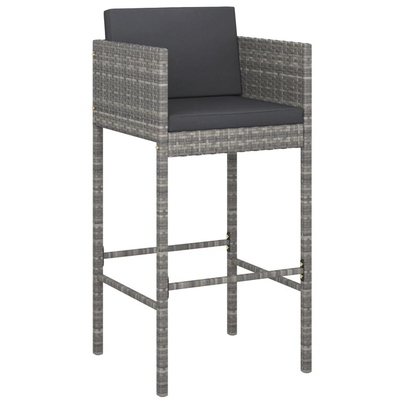 7 Piece Garden Bar Set with Cushions Grey Poly Rattan Payday Deals