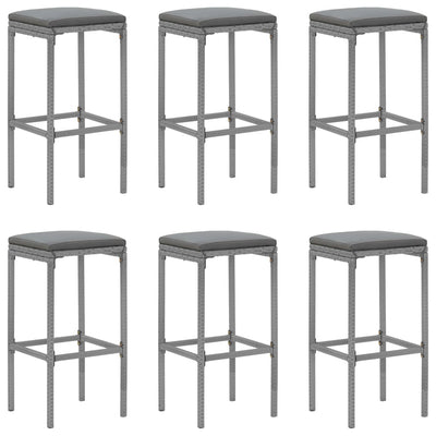 7 Piece Garden Bar Set with Cushions Grey Poly Rattan Payday Deals