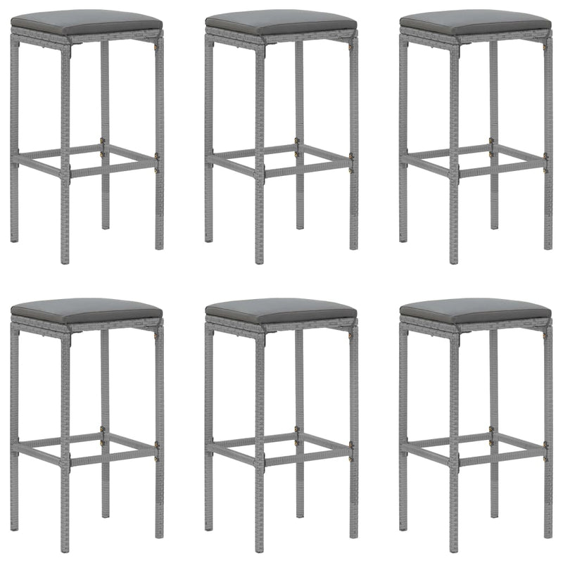 7 Piece Garden Bar Set with Cushions Grey Poly Rattan Payday Deals