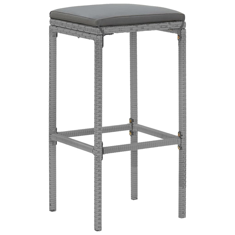 7 Piece Garden Bar Set with Cushions Grey Poly Rattan Payday Deals