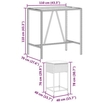 7 Piece Garden Bar Set with Cushions Grey Poly Rattan Payday Deals