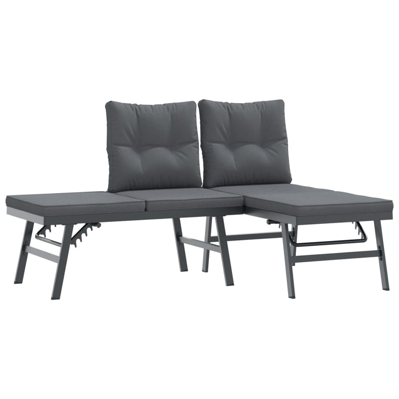 7 Piece Garden Bench Set with Cushions Black Powder-coated Steel Payday Deals