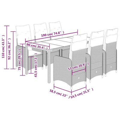 7 Piece Garden Bistro Set with Cushions Black Poly Rattan Payday Deals