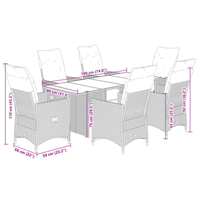 7 Piece Garden Bistro Set with Cushions Grey Poly Rattan Payday Deals
