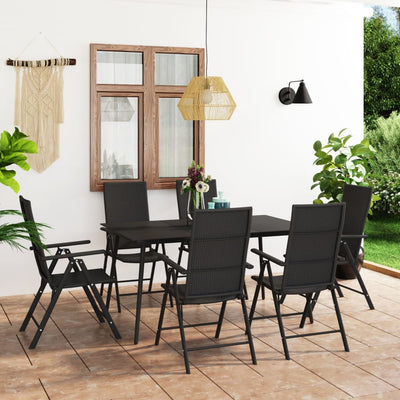 7 Piece Garden Dining Set Black