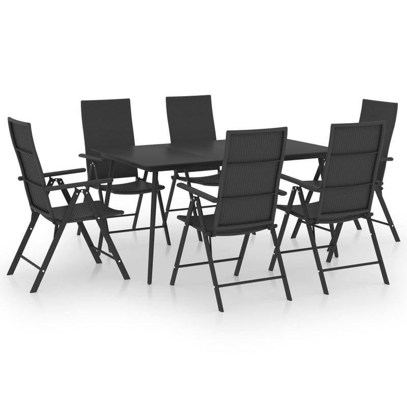 7 Piece Garden Dining Set Black Payday Deals