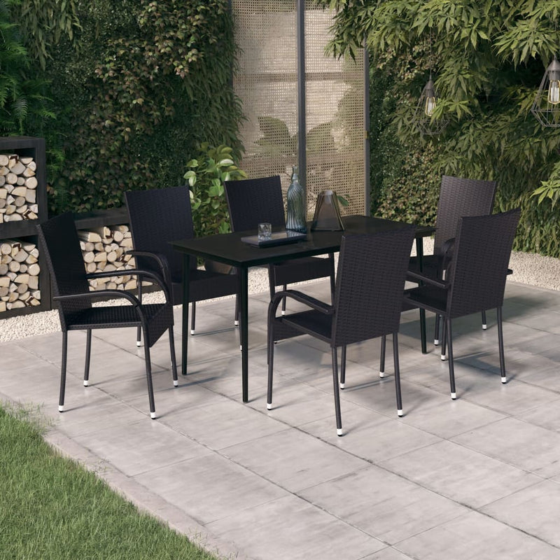 7 Piece Garden Dining Set Black Payday Deals