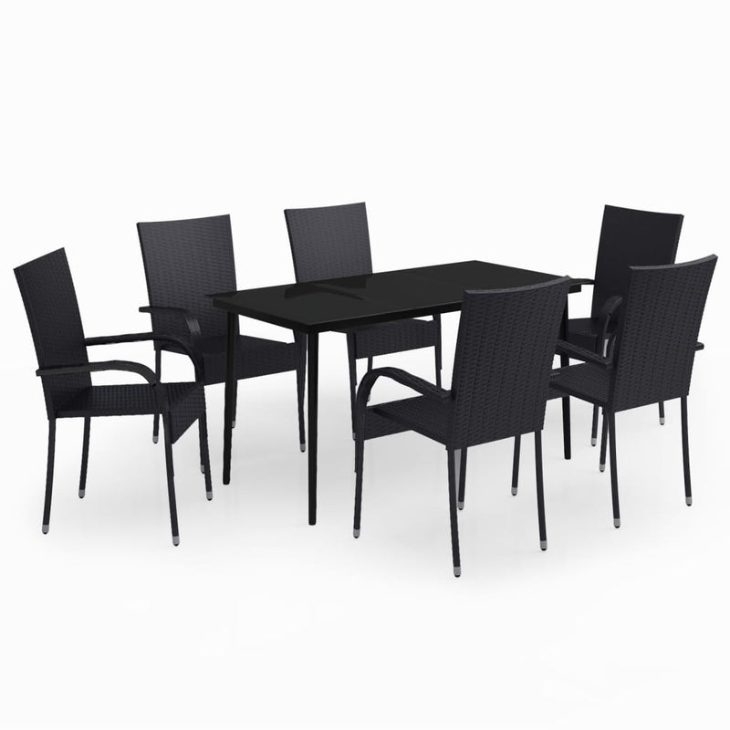 7 Piece Garden Dining Set Black Payday Deals