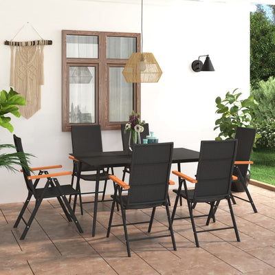 7 Piece Garden Dining Set Black and Brown Payday Deals