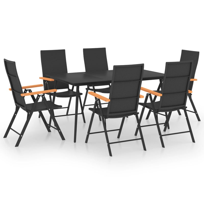 7 Piece Garden Dining Set Black and Brown Payday Deals