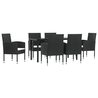 7 Piece Garden Dining Set Black Poly Rattan and Steel Payday Deals
