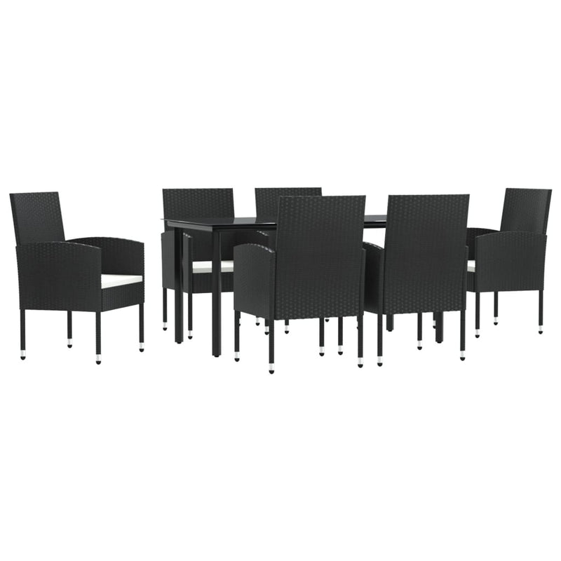 7 Piece Garden Dining Set Black Poly Rattan and Steel Payday Deals