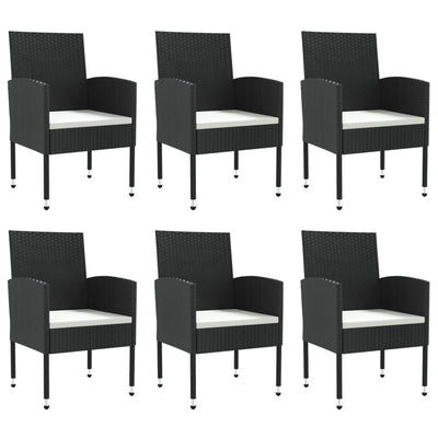 7 Piece Garden Dining Set Black Poly Rattan and Steel Payday Deals