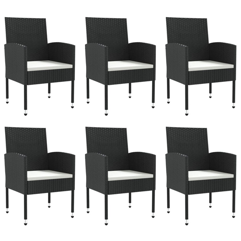 7 Piece Garden Dining Set Black Poly Rattan and Steel Payday Deals
