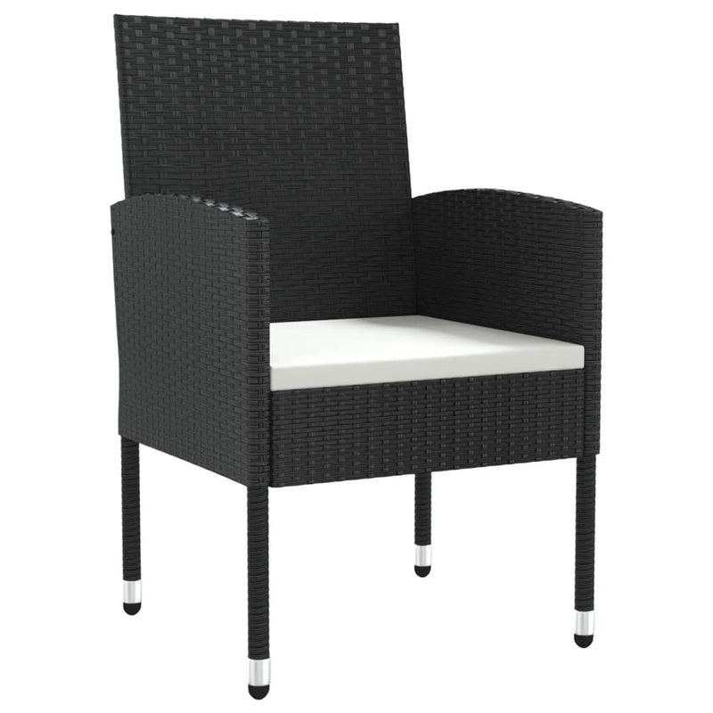 7 Piece Garden Dining Set Black Poly Rattan and Steel Payday Deals