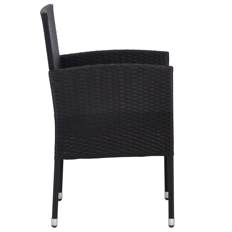 7 Piece Garden Dining Set Black Poly Rattan and Steel Payday Deals