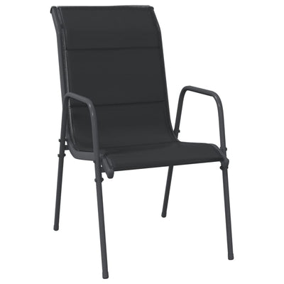 7 Piece Garden Dining Set Black Steel and Textilene Payday Deals