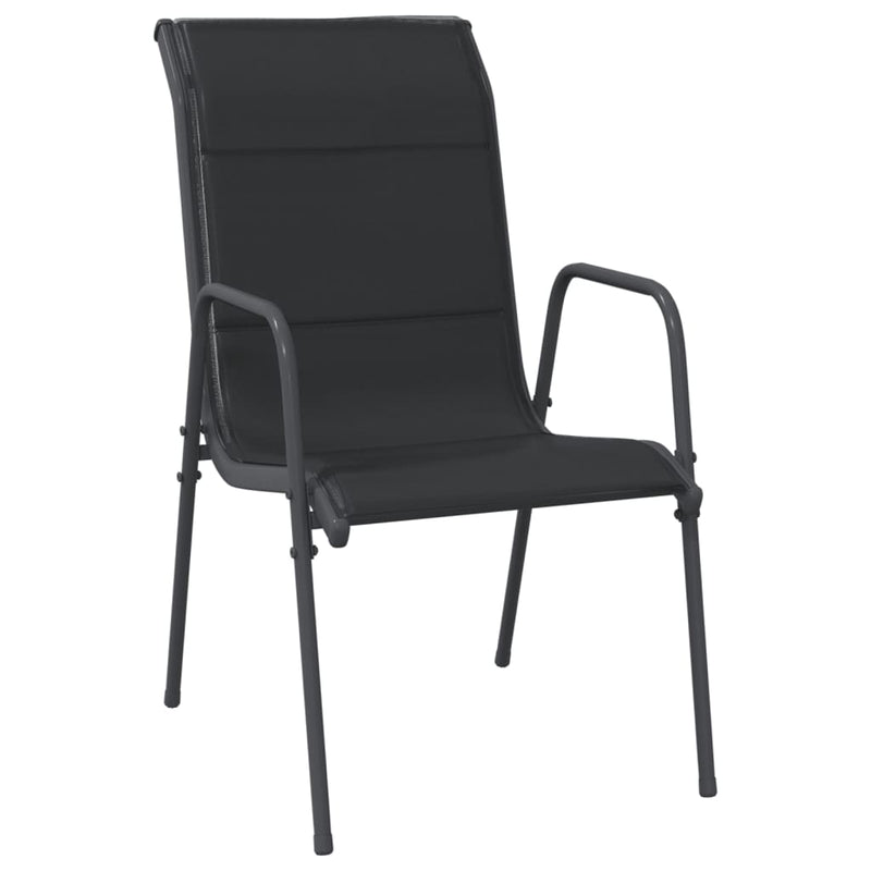 7 Piece Garden Dining Set Black Steel and Textilene Payday Deals