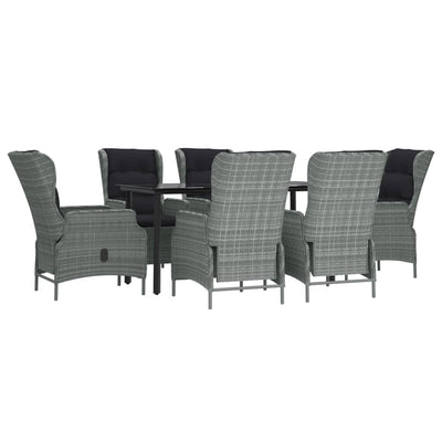 7 Piece Garden Dining Set Light Grey Poly Rattan Payday Deals