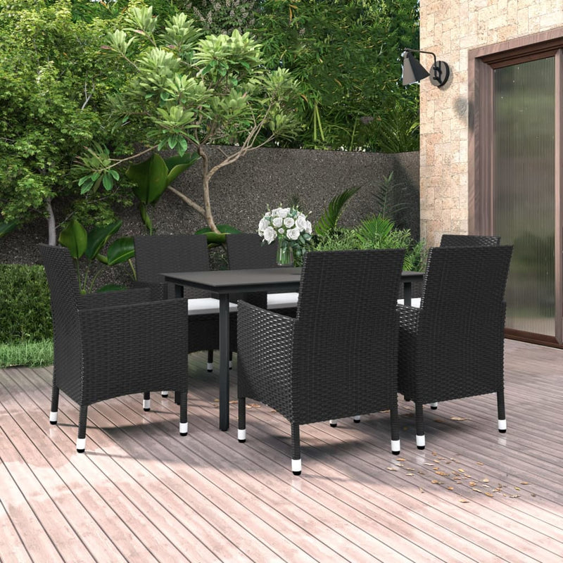 7 Piece Garden Dining Set Poly Rattan and Glass Payday Deals