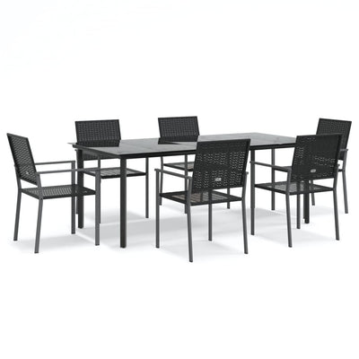 7 Piece Garden Dining Set Poly Rattan and Steel Payday Deals