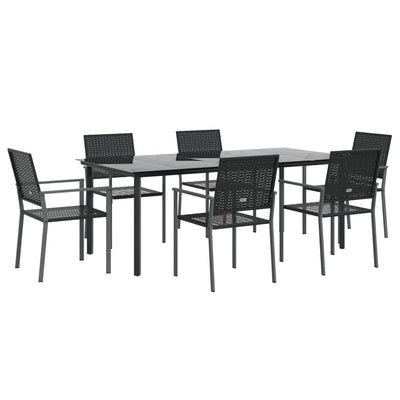7 Piece Garden Dining Set Poly Rattan and Steel Payday Deals