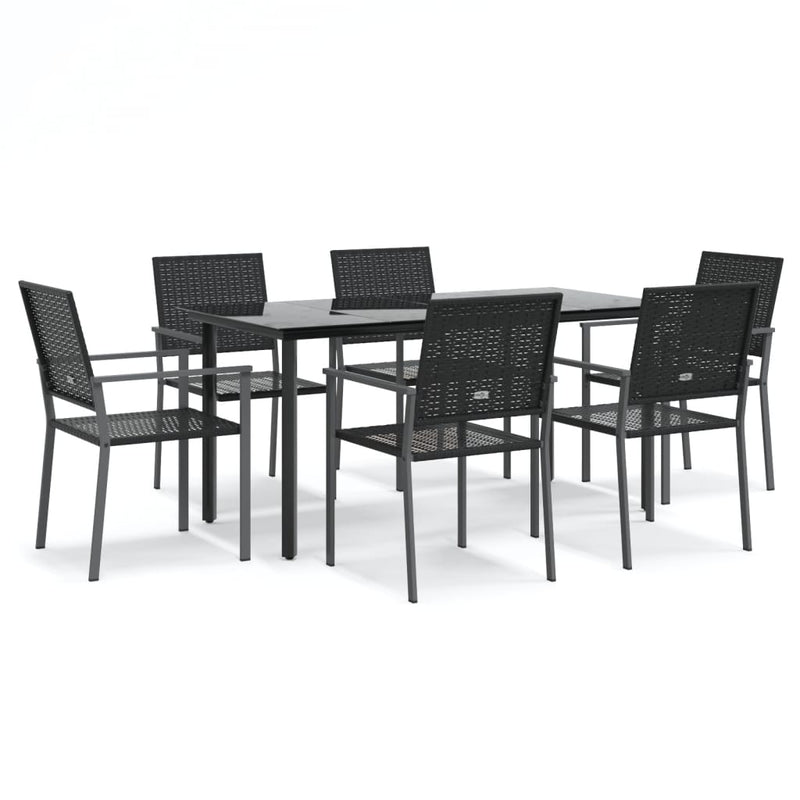 7 Piece Garden Dining Set Poly Rattan and Steel Payday Deals