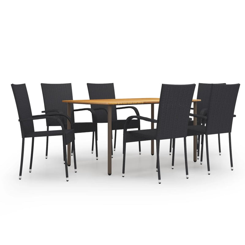 7 Piece Garden Dining Set Poly Rattan Black Payday Deals