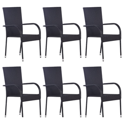 7 Piece Garden Dining Set Poly Rattan Black Payday Deals