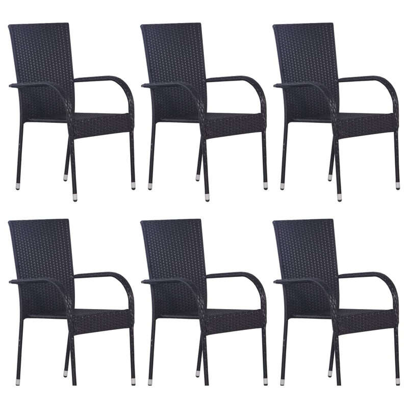 7 Piece Garden Dining Set Poly Rattan Black Payday Deals