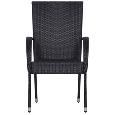 7 Piece Garden Dining Set Poly Rattan Black Payday Deals