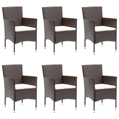 7 Piece Garden Dining Set Poly Rattan Brown Payday Deals