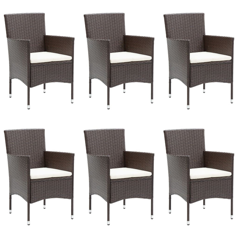 7 Piece Garden Dining Set Poly Rattan Brown Payday Deals