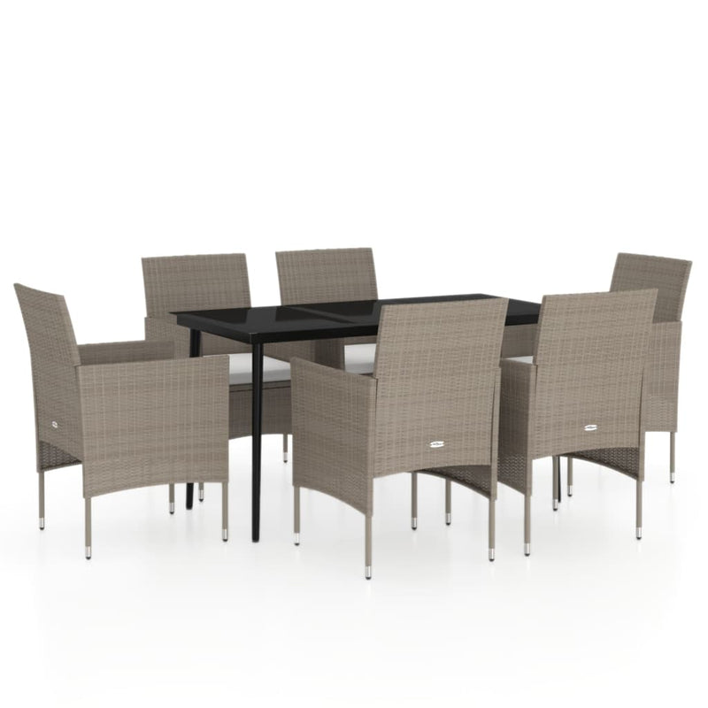 7 Piece Garden Dining Set with Cushions Beige and Black Payday Deals