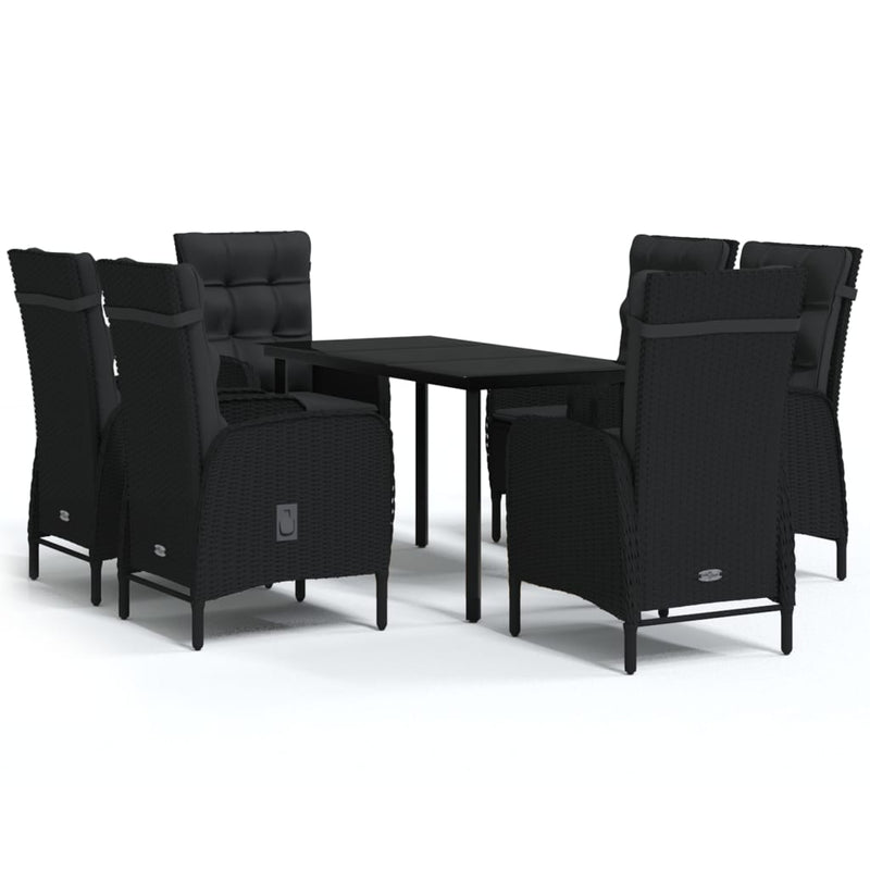 7 Piece Garden Dining Set with Cushions Black Payday Deals